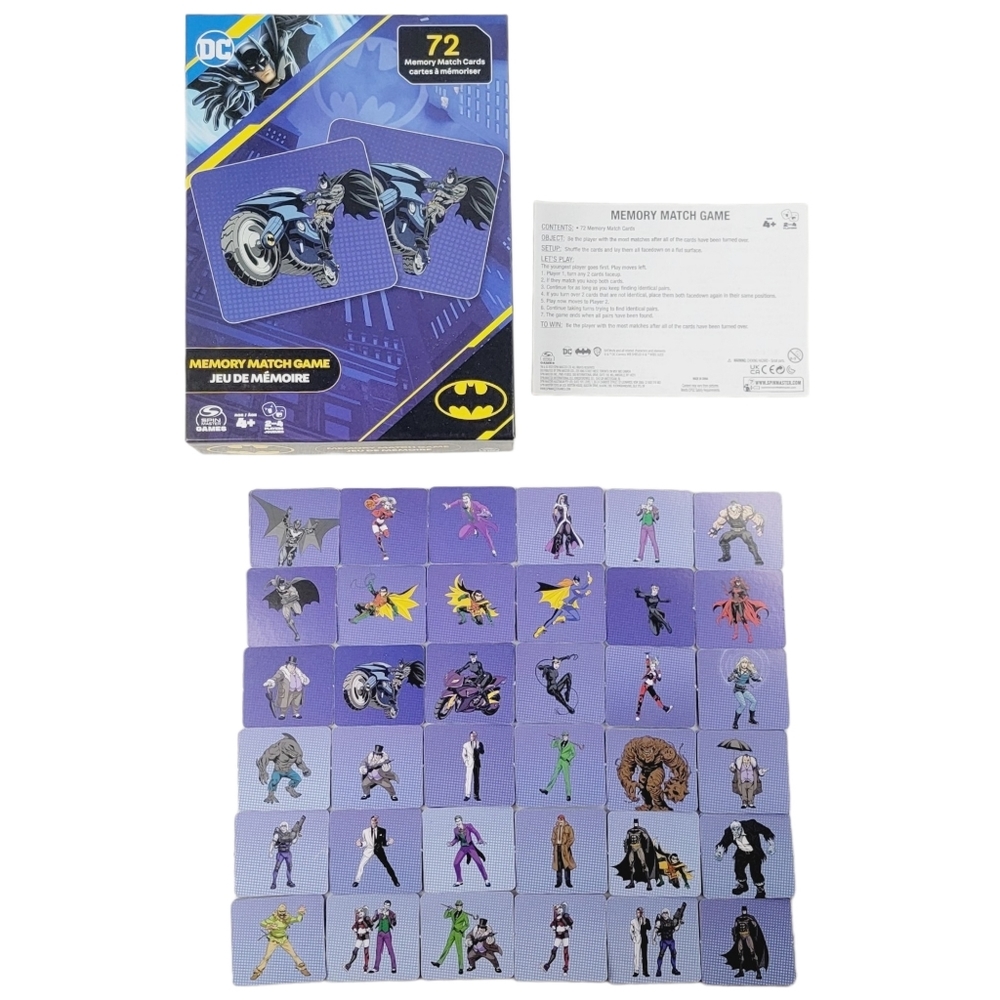 Batman DC Comics Memory Match Game 72 Cards - Spin Master 2022